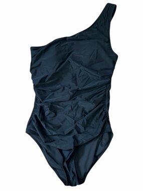 J.Crew One-Shoulder Swimsuit Women Large Black Ruched One Piece - NWT